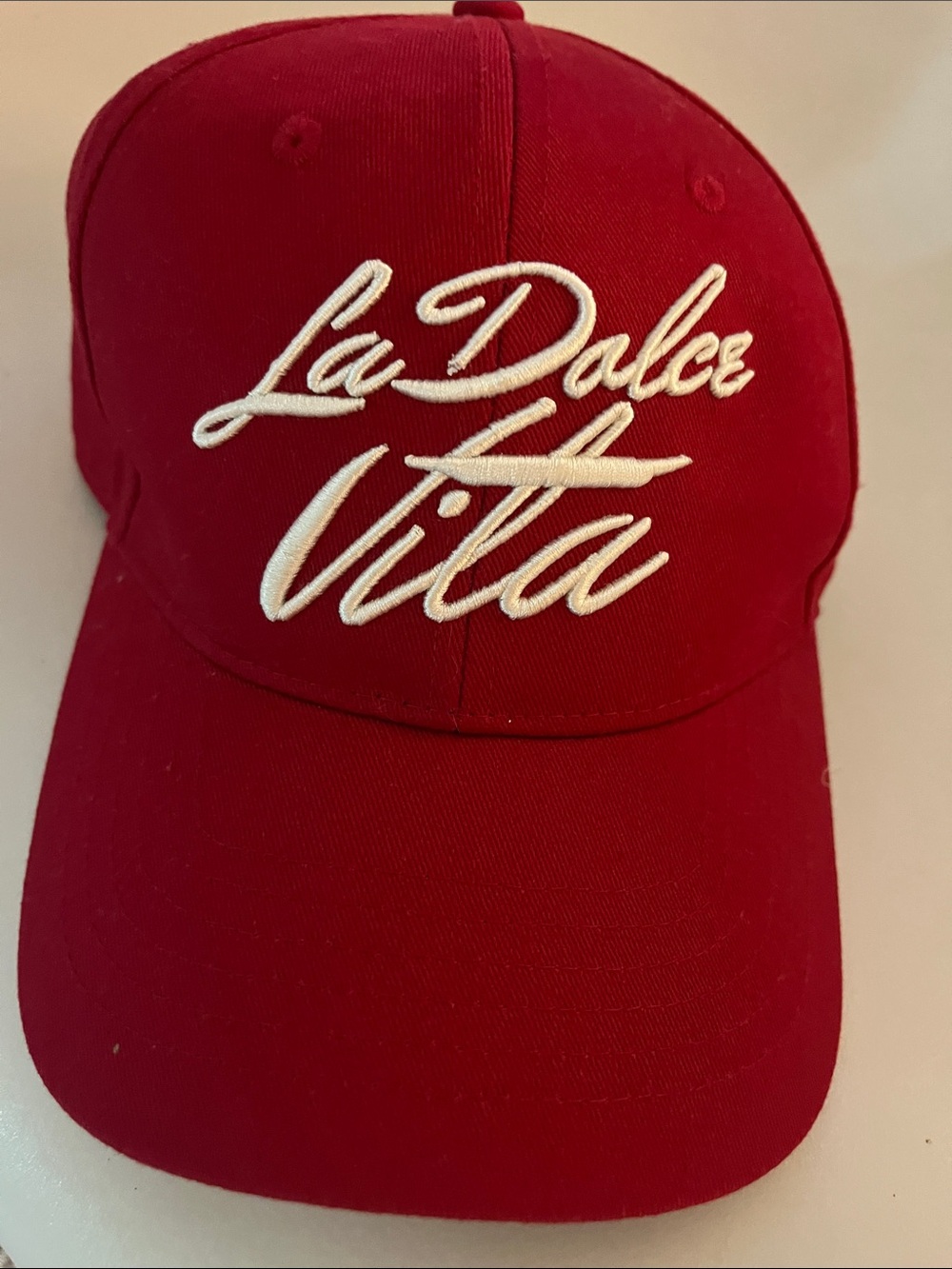 La Dolce Vita Women's Red Embroidered Baseball Cap